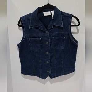Liz Claiborne Vintage Dark Blue Jean Vest // 90s Grunge Western Aesthetic